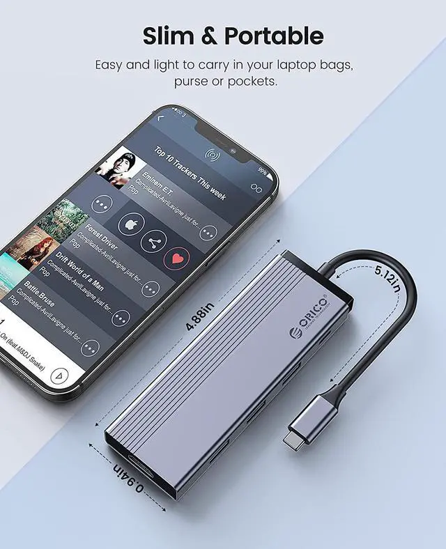 Alt view image 6 of 7 - USB C Hub Adapter,  5 in 1 USB C Docking Station with 4K HDMI, 3 USB 3.0 Ports, 100W Power Delivery for MacBook Pro, Chromebook and Type C Thunderbolt 3 Device