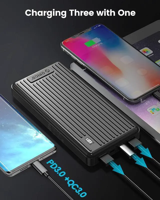 Alt view image 7 of 7 - 120W 10 USB Ports Fast Charging Station with 30000mAh Portable Charger, Black, 10 Short Mixed Cables Included