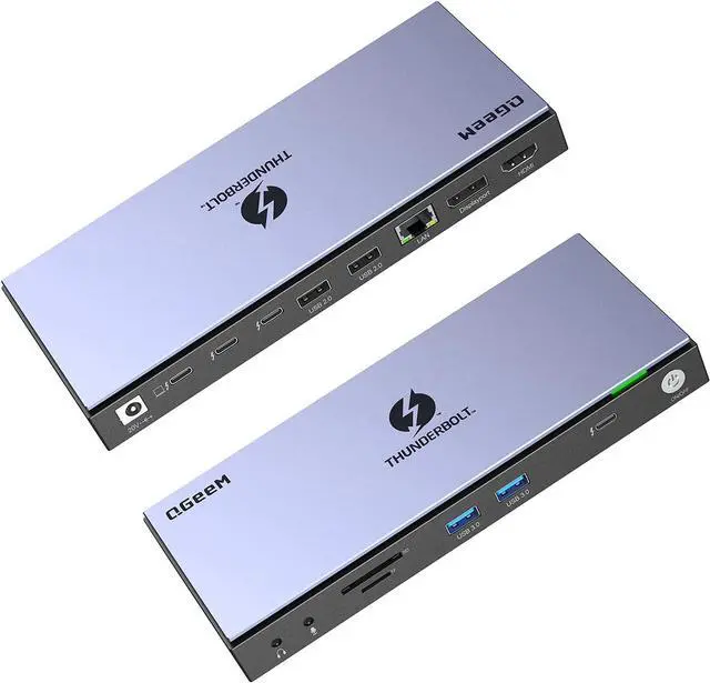 Main image of Thunderbolt 4 Docking Station, QGeeM 16-in-1 Quadruple Display Docking Station 4K or Single 8K Video Output USB C Dock Compatible with Windows and Mac OS