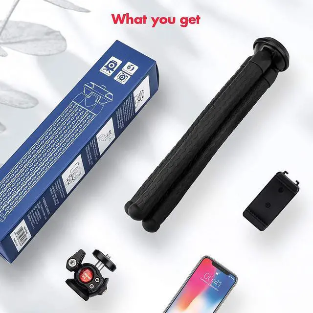 Alt view image 6 of 6 - Phone Tripod, Fotopro Flexible Tripod with Extension Ball Head and Cold Shoe Mount, Camera Tripod with Vertical Horizantal Rotating, Tripod for Camera and Mobile Live Stream