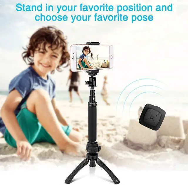 Alt view image 6 of 7 - Fotopro Selfie Stick, Tripod for iPhone, Selfie Stick Tripod Sets for Camera, Action Camera, iPhone 7 7Plus 6s 6 and Other Smartphones with Mobile Phone Adapter and Bluetooth Remote Shutter