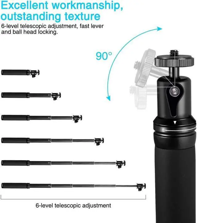 Alt view image 4 of 7 - Fotopro Selfie Stick, Tripod for iPhone, Selfie Stick Tripod Sets for Camera, Action Camera, iPhone 7 7Plus 6s 6 and Other Smartphones with Mobile Phone Adapter and Bluetooth Remote Shutter