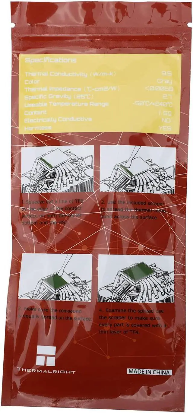 Alt view image 7 of 7 - Thermalright TF4 High Performance Thermal Compound Paste 1.5 Grams, 9.5W/mK, High Durability, for All heatsinks CPU Coolers, with applying Tool