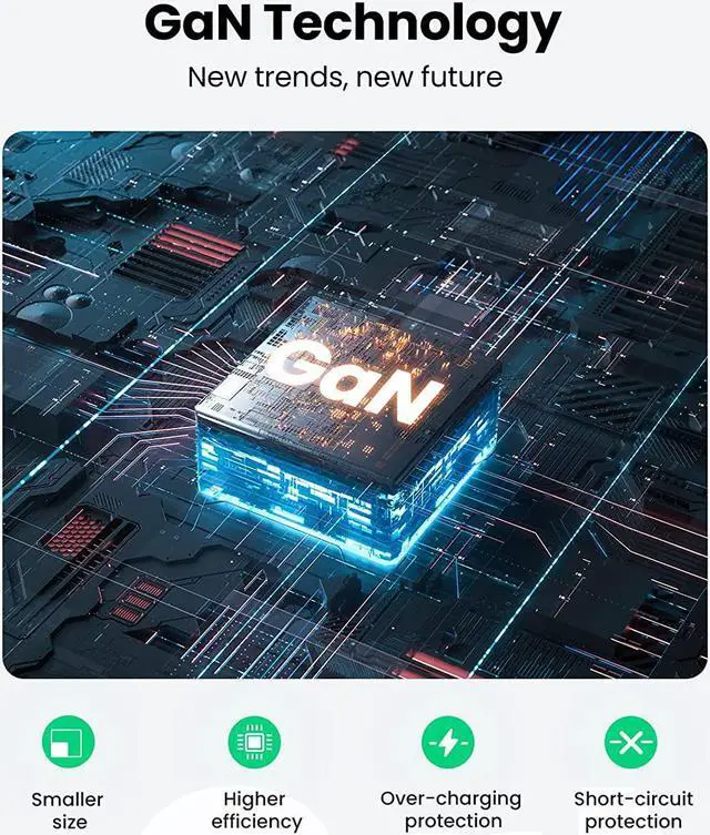 Alt view image 5 of 7 - UGREEN 65W USB C Charger Multiport - 3 Port GaN PPS Fast Charger Adapter Foldable Charger Compatible with MacBook Pro/Air, iPad Pro, Galaxy S22/S21/S20, Dell XPS 13, iPhone 13/13 Pro Max/12, Pixel