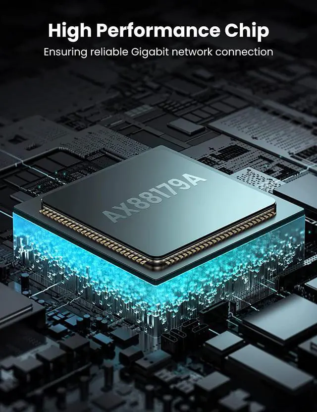 Alt view image 5 of 7 - UGREEN USB Ethernet Adapter USB 3.0 to 10 100 1000 Gigabit Ethernet LAN Network Adapter Ethernet Compatible with Nintendo Switch MacBook Surface Pro Laptop PC Black