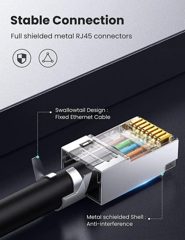 Alt view image 4 of 7 - UGREEN RJ45 Connectors Cat6 Ends 50 Pack Cat6 Cat5e RJ45 Connector Pass Through Ethernet Cable Crimp Connectors Network Plug