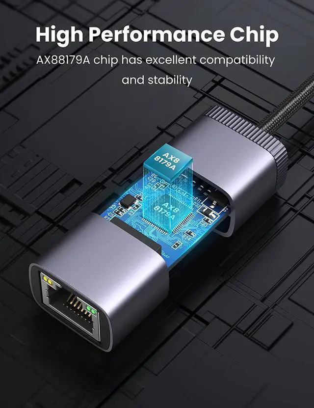 Alt view image 7 of 7 - UGREEN USB Ethernet Adapter USB 3.0 to 10 100 1000 Mbps Gigabit LAN Network Adapter Mini RJ45 Internet Adapter Compatible with Nintendo Switch Laptop PC MacBook Surface XPS Raspberry Pi 4b, and More