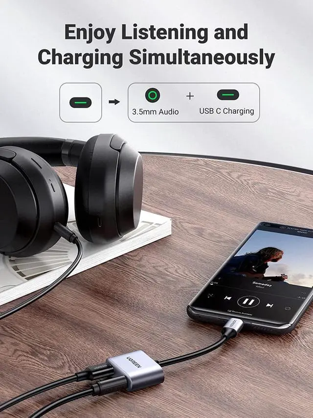 Alt view image 2 of 7 - UGREEN USB C to 3.5mm Headphone and Charger Adapter 2 in 1 Type C to Aux Audio Jack with PD 3.0 Fast Charging Dongle for Stereo Earbuds Compatible with Samsung S22/S21 Note20/10 Pixel 5/4 iPad Pro Air