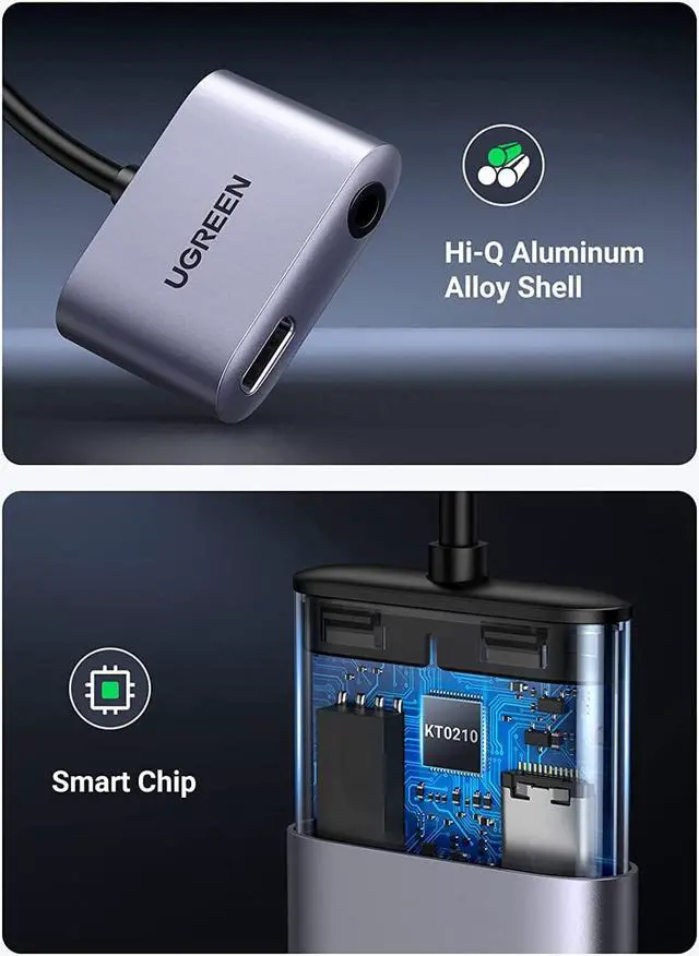 Alt view image 6 of 7 - UGREEN USB C to 3.5mm Headphone and Charger Adapter 2 in 1 Type C to Aux Audio Jack with PD 3.0 Fast Charging Dongle for Stereo Earbuds Compatible with Samsung S22/S21 Note20/10 Pixel 5/4 iPad Pro Air