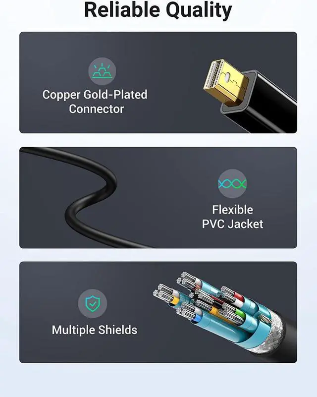 Alt view image 7 of 7 - UGREEN Mini DisplayPort to HDMI Adapter Mini DP Male to HDMI Female Thunderbolt 2.0 to HDMI Adapter Suitable for Apple MacBook Pro MacBook Air Microsoft Surface Pro 4 Pro 3 Google Chromebook Black