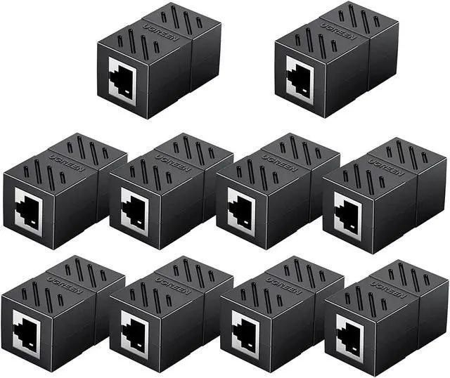 Main image of UGREEN RJ45 Coupler Ethernet Extender Connector 10 Pack Inline Coupler Cat7 Cat6 Cat5e Ethernet Cable Adapter Female to Female Black