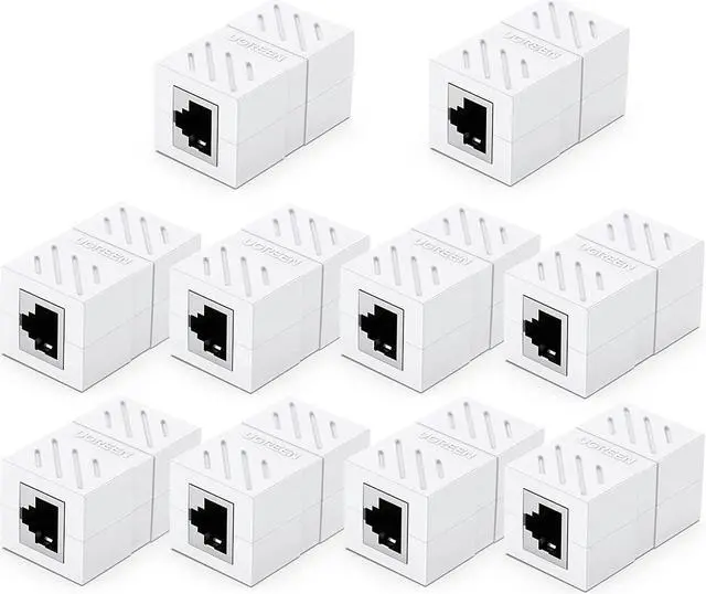 Main image of UGREEN RJ45 Coupler Ethernet Extender Connector 10 Pack Inline Coupler Cat7 Cat6 Cat5e Ethernet Cable Adapter Female to Female White