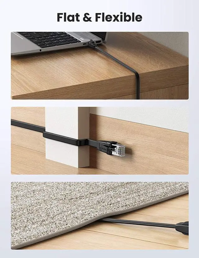 Alt view image 3 of 7 - UGREEN Cat 8 Ethernet Cable High Speed 40Gbps 2000Mhz Cat8 RJ45 Network Cord Flat Shielded Indoor LAN Cables Compatible for Gaming PC PS5 PS4 PS3 Xbox Modem Router 10ft