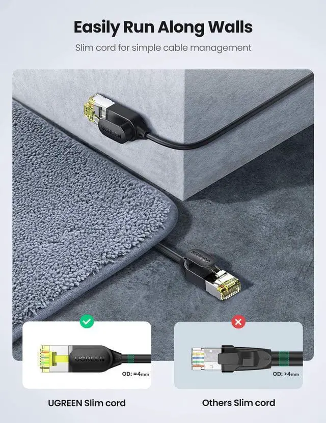 Alt view image 4 of 7 - UGREEN Cat 7 Ethernet Cable Gigabit Cat7 RJ45 LAN Cable High Speed Network Patch Cord 10Gbps Compatible for Gaming PS4, Xbox One, PS3, PC, Laptop, Modem, Router, Computer (15FT)