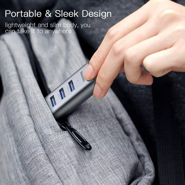 Alt view image 6 of 7 - Baseus 4-in-1 USB Hubs, USB C to USB 3.0,PD 60W Fast Charging Port USB Dongle for MacBook Pro Air,Samsung S20 S10+