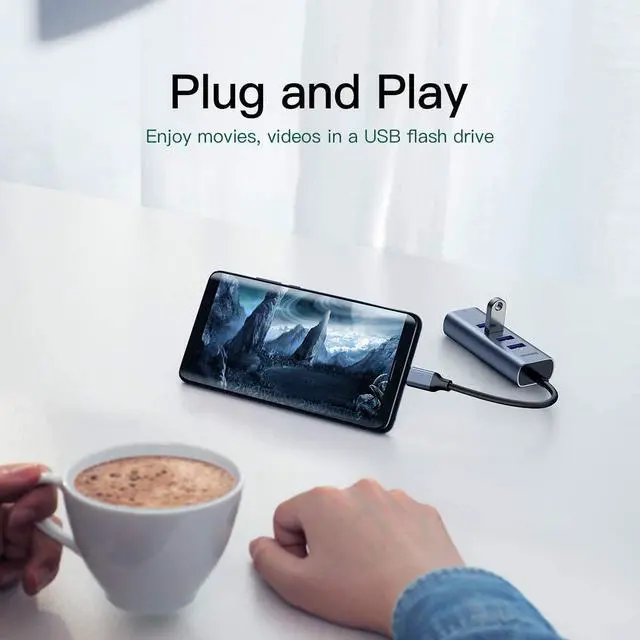 Alt view image 7 of 7 - Baseus 4-in-1 USB Hubs, USB C to USB 3.0,PD 60W Fast Charging Port USB Dongle for MacBook Pro Air,Samsung S20 S10+