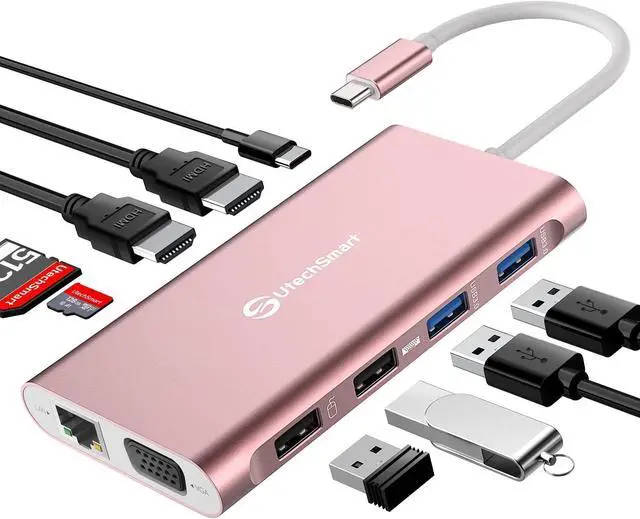 13-in-1 USB C Docking Station Hub With Dual 4K HDMI, Ethernet, VGA | Compatible With MacBook, Dell, HP