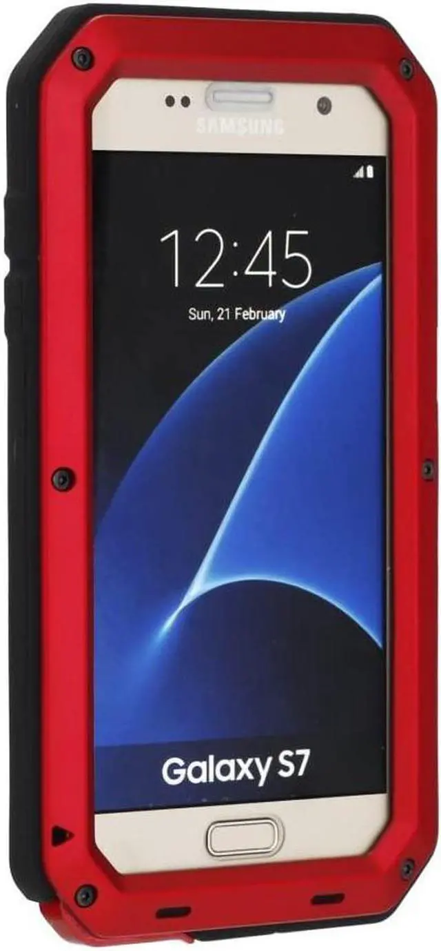 Alt view image 3 of 7 - Galaxy S7 Case,Mangix 3C-Aone Gorilla Glass Luxury Aluminum Alloy Protective Metal Extreme Shockproof Military Bumper Finger Scanner Cover Shell Case Skin Protector for Samsung Galaxy S7 (Red)