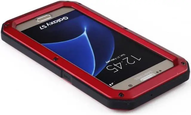 Alt view image 7 of 7 - Galaxy S7 Case,Mangix 3C-Aone Gorilla Glass Luxury Aluminum Alloy Protective Metal Extreme Shockproof Military Bumper Finger Scanner Cover Shell Case Skin Protector for Samsung Galaxy S7 (Red)