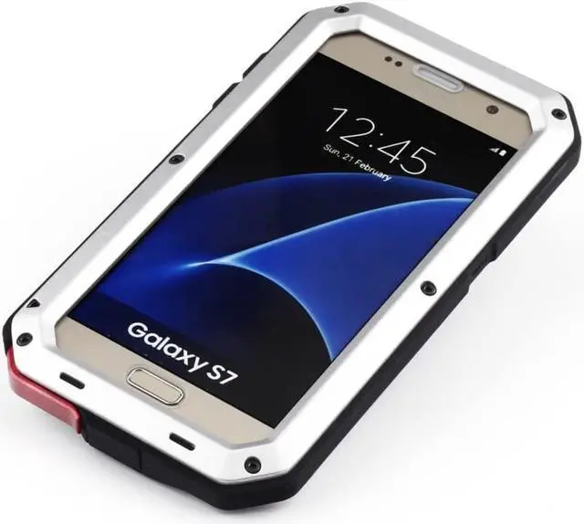 Alt view image 4 of 7 - Galaxy S7 Case,Mangix 3C-Aone Gorilla Glass Luxury Aluminum Alloy Protective Metal Extreme Shockproof Military Bumper Finger Scanner Cover Shell Case Skin Protector for Samsung Galaxy S7 (Silver)