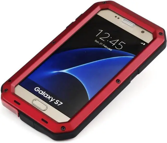 Alt view image 4 of 7 - Galaxy S7 Case,Mangix 3C-Aone Gorilla Glass Luxury Aluminum Alloy Protective Metal Extreme Shockproof Military Bumper Finger Scanner Cover Shell Case Skin Protector for Samsung Galaxy S7 (Red)