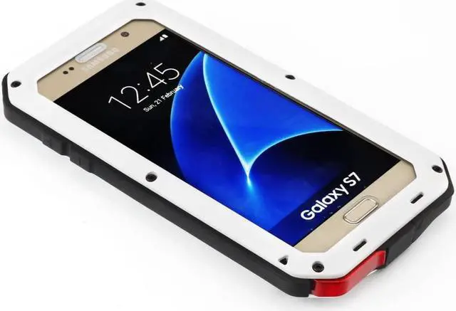 Alt view image 3 of 6 - Galaxy S7 Case,Mangix 3C-Aone Gorilla Glass Luxury Aluminum Alloy Protective Metal Extreme Shockproof Military Bumper Finger Scanner Cover Shell Case Skin Protector for Samsung Galaxy S7 (White)