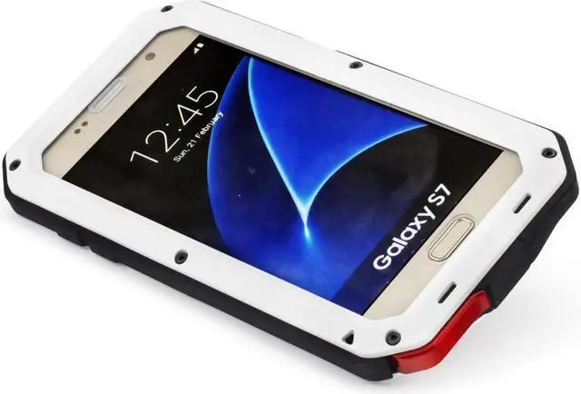 Alt view image 4 of 6 - Galaxy S7 Case,Mangix 3C-Aone Gorilla Glass Luxury Aluminum Alloy Protective Metal Extreme Shockproof Military Bumper Finger Scanner Cover Shell Case Skin Protector for Samsung Galaxy S7 (White)