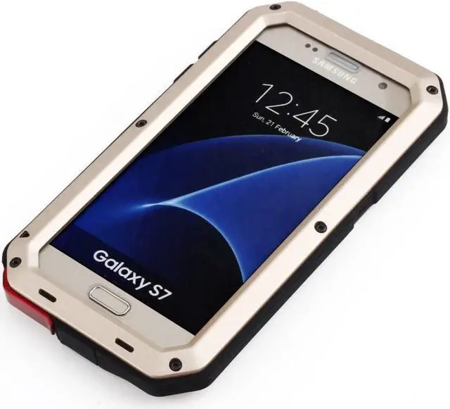 Alt view image 5 of 7 - Mangix Galaxy S7 Case, 3C-Aone Gorilla Glass Luxury Aluminum Alloy Protective Metal Extreme Shockproof Military Bumper Finger Scanner Cover Shell Case Skin Protector for Samsung Galaxy S7 (Gold)