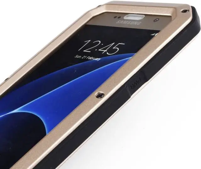 Alt view image 6 of 7 - Mangix Galaxy S7 Case, 3C-Aone Gorilla Glass Luxury Aluminum Alloy Protective Metal Extreme Shockproof Military Bumper Finger Scanner Cover Shell Case Skin Protector for Samsung Galaxy S7 (Gold)