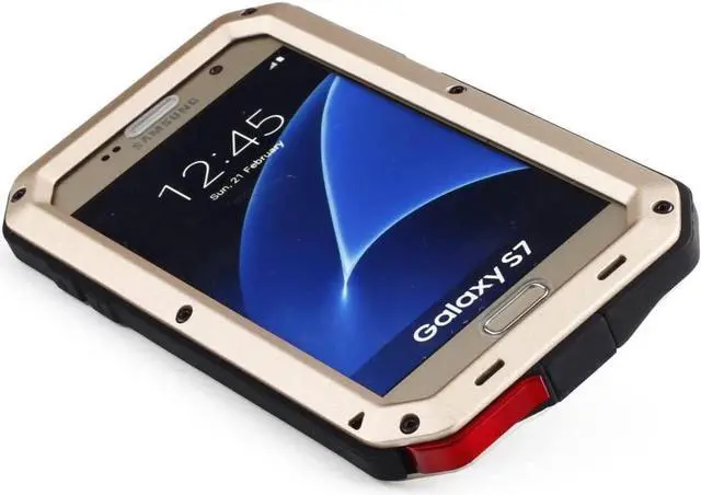 Alt view image 7 of 7 - Mangix Galaxy S7 Case, 3C-Aone Gorilla Glass Luxury Aluminum Alloy Protective Metal Extreme Shockproof Military Bumper Finger Scanner Cover Shell Case Skin Protector for Samsung Galaxy S7 (Gold)