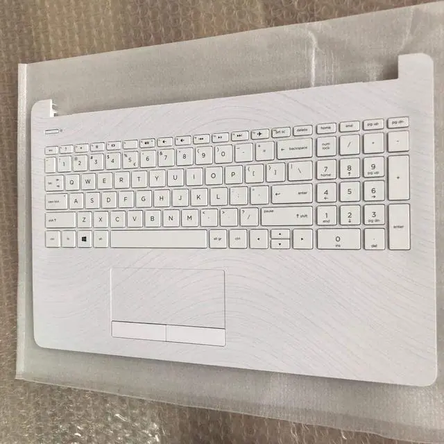 Alt view image 3 of 4 - Replacement for HP 15-BS 15T-BR 15Q-BU 15T-BS BW 15Z-BW 15-BS015DX Laptop Upper Case Palmrest Keyboard Touchpad Assembly Part AP204000E00 925009-001 925008-001 White - OEM