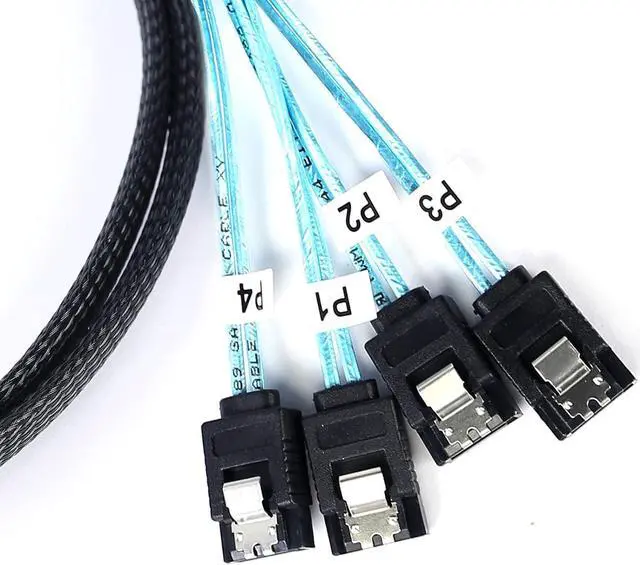 Alt view image 2 of 6 - Mini SAS to SATA Cable: 1M SFF-8087 to SATA Mini SAS Breakout Cable SFF8087 to SATA Mini-SAS to 4 SATA SAS to SATA Forward Breakout Cable 3.3FT