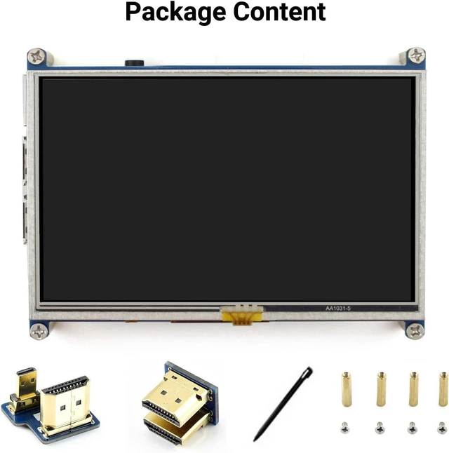 Alt view image 2 of 4 - waveshare 5inch Touch Screen Compatible with Raspberry Pi 4B/ 3B+/ 3A+/ 3B/ 2B/ 1B+/ 1A+/ Zero 2 W/Zero W/Zero