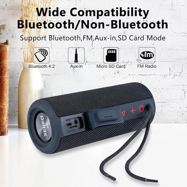 Alt view image 4 of 6 - X21 Dual Portable Bluetooth Speakers Waterproof Outdoor Wireless Stereo Pairing with FM Radio, Micro SD Card, IPX6, Aux Jack 30W for Home, Office, Party and Travel (Pack 2 Black)