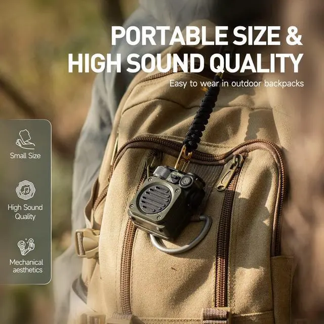 Alt view image 2 of 7 - Muzen Wild Mini Rugged Outdoor Speaker, Bluetooth Portable Speaker with Louder Volume,OTR Magnetic Sticker Speaker Portable Bluetooth Speaker