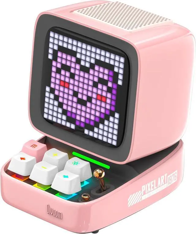 Main image of Divoom Ditoo Retro Pixel Art Game Bluetooth Speaker with 16X16 LED App Controlled Front Screen (Pink)