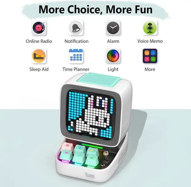 Alt view image 5 of 7 - Divoom Ditoo Pixel Art Gaming Portable Bluetooth Speaker with App Controlled 16X16 LED Front Panel, Also a Smart Alarm (White)