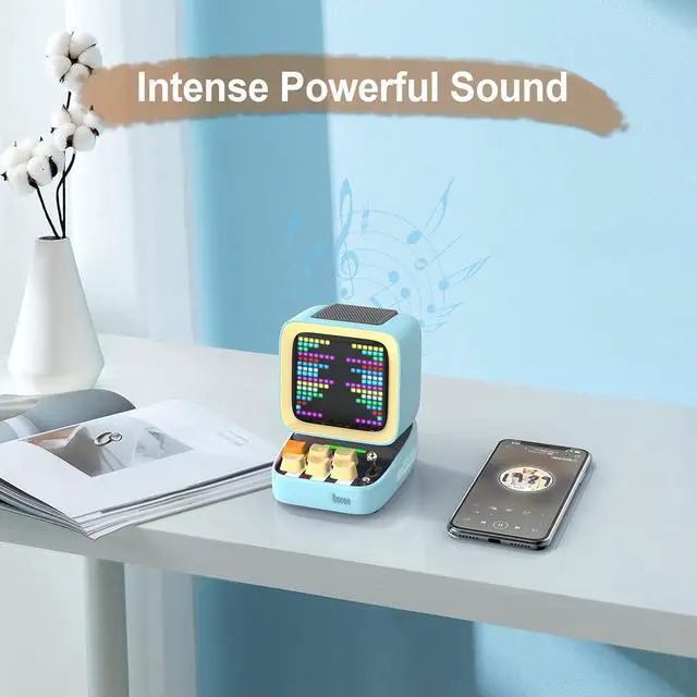 Alt view image 5 of 7 - Divoom Ditoo Retro Pixel Art Game Bluetooth Speaker with 16X16 LED App Controlled Front Screen (Blue) \u2026