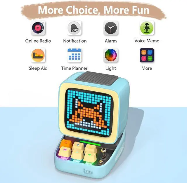 Alt view image 7 of 7 - Divoom Ditoo Retro Pixel Art Game Bluetooth Speaker with 16X16 LED App Controlled Front Screen (Blue) \u2026