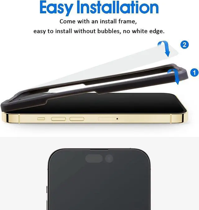 Alt view image 7 of 7 - Ambison [2 Pack Matte Glass Screen Protector Designed for iPhone 14 Pro, Dynamic Island Compatible/Install Frame/Bubble Free/Anti-Glare, 9H Tempered Glass Clear for iPhone 14 Pro 2022 6.1inch