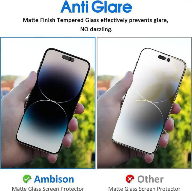 Alt view image 4 of 7 - [2 Pack] Matte Glass Screen Protector Designed for iPhone 14 Pro, Dynamic Island Compatible/Install Frame/Bubble Free/Anti-Glare, 9H Tempered Glass Clear for iPhone 14 Pro 2022 6.1inch