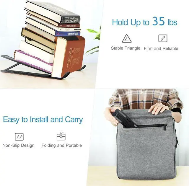 Alt view image 6 of 7 - Laptop Stand, Laptop Holder Riser Computer Tablet Stand, 6 Angles Adjustable Aluminum Ergonomic Foldable Portable Desktop Holder Compatible with MacBook,iPad, HP, Dell, Lenovo 10-15.6\u201d Black