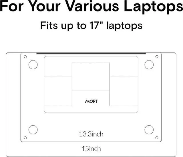 Alt view image 5 of 6 - MOFT Compact Adhesive Laptop Stand 3 Elevation for Ergonomic Viewing, Fits Laptops Without Bottom Vents, Repositionable Residue-Free Computer Desk Stand, Starry Grey