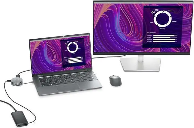 Alt view image 6 of 7 - Dell DA305 Mobile Adapter Dockingstation 2xUSB3.1/HDMI/VGA/DisplayPort/USB-C/Ethernet passiv Grey