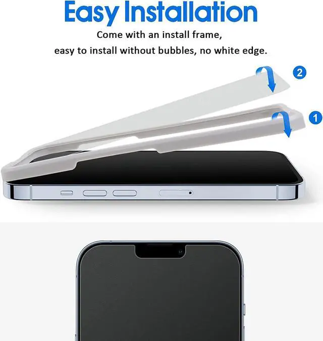 Alt view image 5 of 7 - [2 Pack Matte Glass Screen Protector Compatible for iPhone 13 Pro Max 6.7inch [No Bubbles] [High Definition] Anti-Glare & Fingerprint/Install Frame/iPhone 13 Pro Max 2021