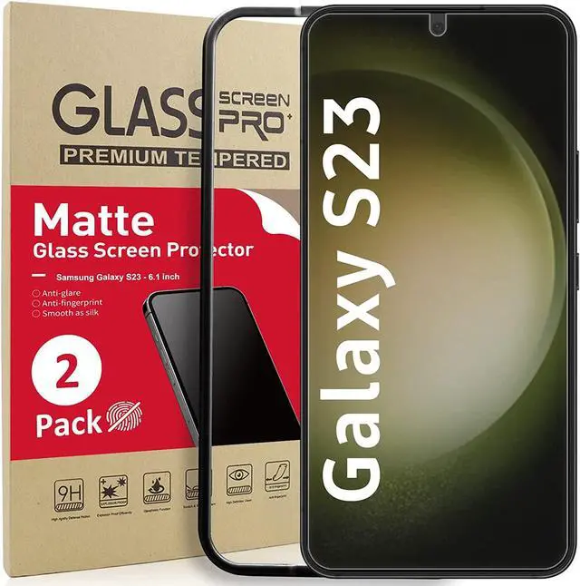 Main image of 2 Pack Matte Screen Protector Designed for Samsung Galaxy S23 5G/Anti Glare/Fingerprint Compatible/No Bubble/Installation Frame/Smooth as Silk/Tempered Glass Compatible with Galaxy S23 6.1inch
