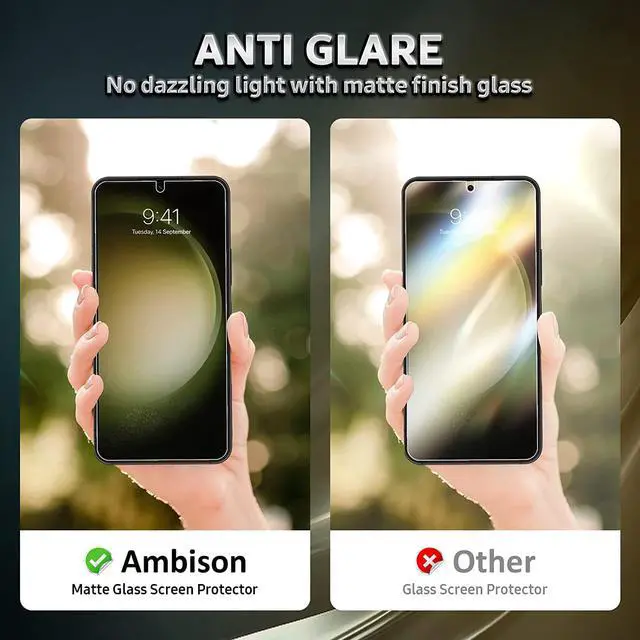 Alt view image 2 of 7 - 2 Pack Matte Screen Protector Designed for Samsung Galaxy S23 5G/Anti Glare/Fingerprint Compatible/No Bubble/Installation Frame/Smooth as Silk/Tempered Glass Compatible with Galaxy S23 6.1inch