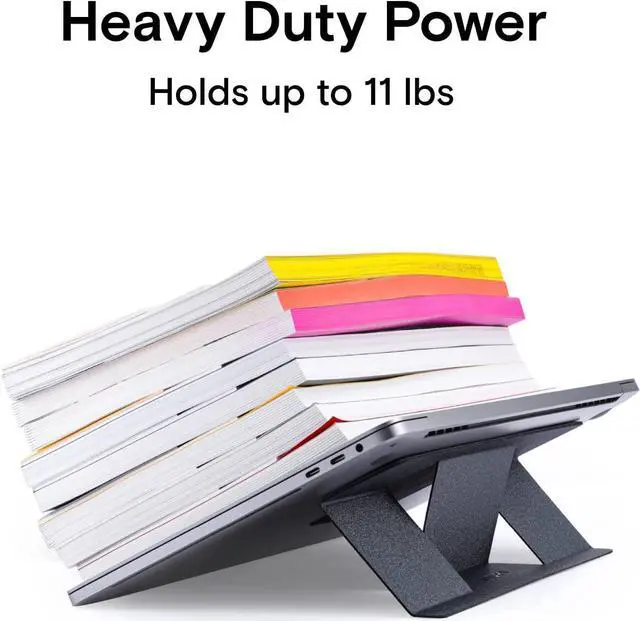 Alt view image 2 of 6 - MOFT Compact Adhesive Laptop Stand 3 Elevation for Ergonomic Viewing, Fits Laptops Without Bottom Vents, Repositionable Residue-Free Computer Desk Stand, Starry Grey