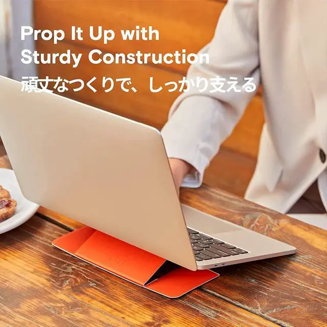 Alt view image 3 of 7 - MOFT Invisible Slim Laptop Stand, Adhesive and Reusable, Adjustable Perfect Viewing Angles, Compatible with Laptops Up to 15.6", Orange