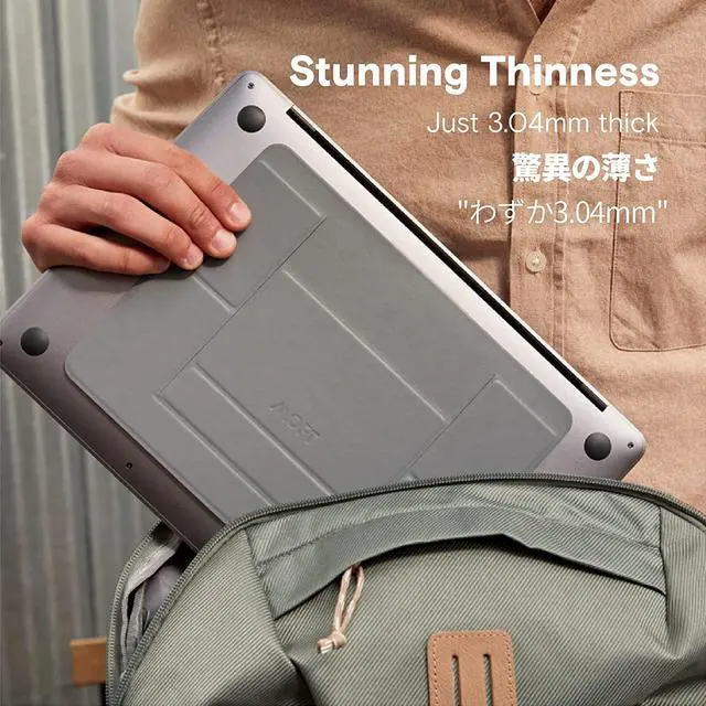 Alt view image 2 of 7 - MOFT Invisible Slim Laptop Stand, Adhesive and Reusable, Adjustable Perfect Viewing Angles, Compatible with Laptops Up to 15.6", Grey